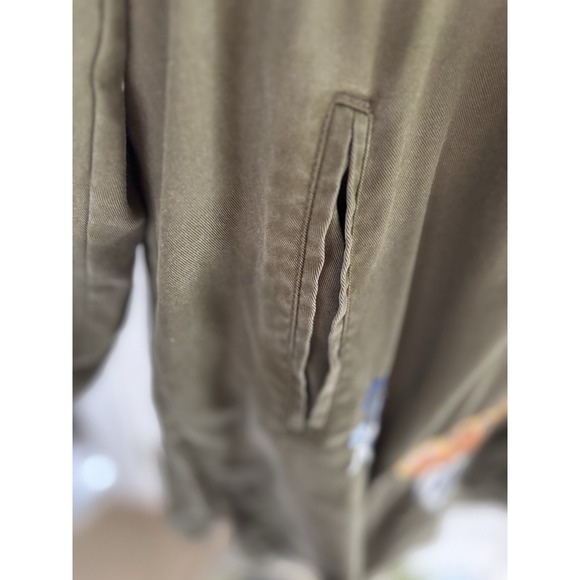 Chico's MWomen's Playful Anorak Jacket Embroidered Olive Green Drawstring Chico2 - Picture 5 of 8